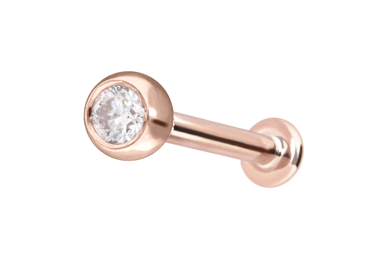 14 Karat Gold Labret Piercing mit Push Fit MOISSANIT
